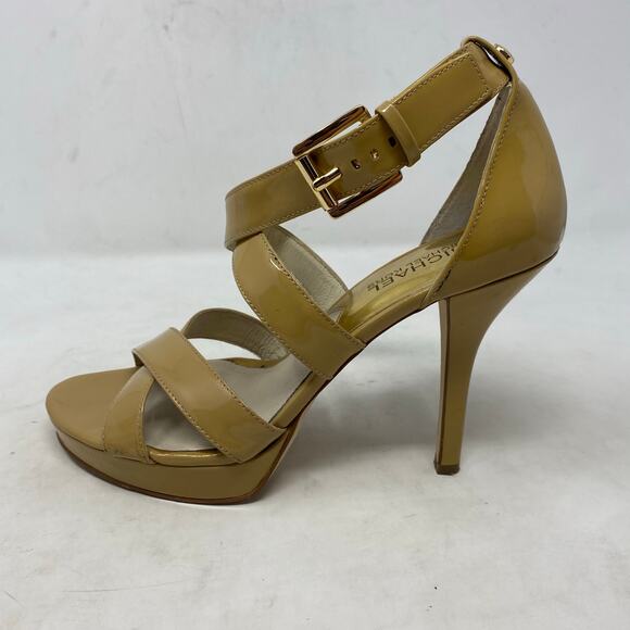 Michael Kors Evie Platform Patent Sandals Heels Womens Size 7 - Picture 2 of 8